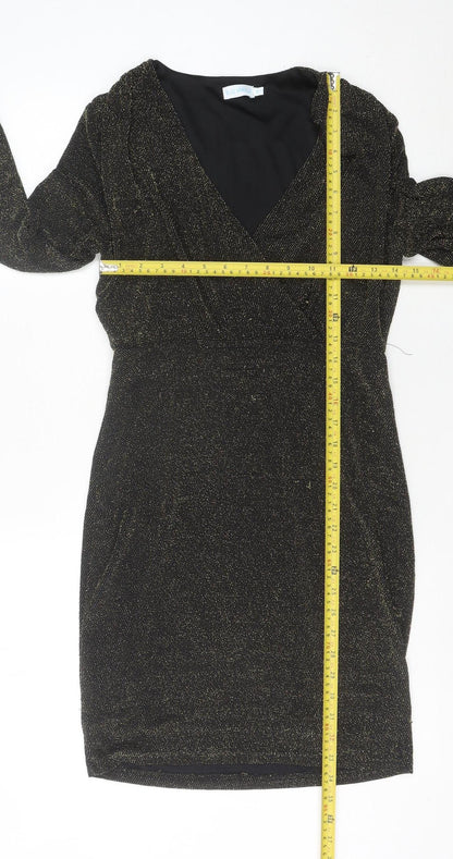 Blue Vanilla Women’s Black Glitter Bodycon Dress Size 10 Knee Length