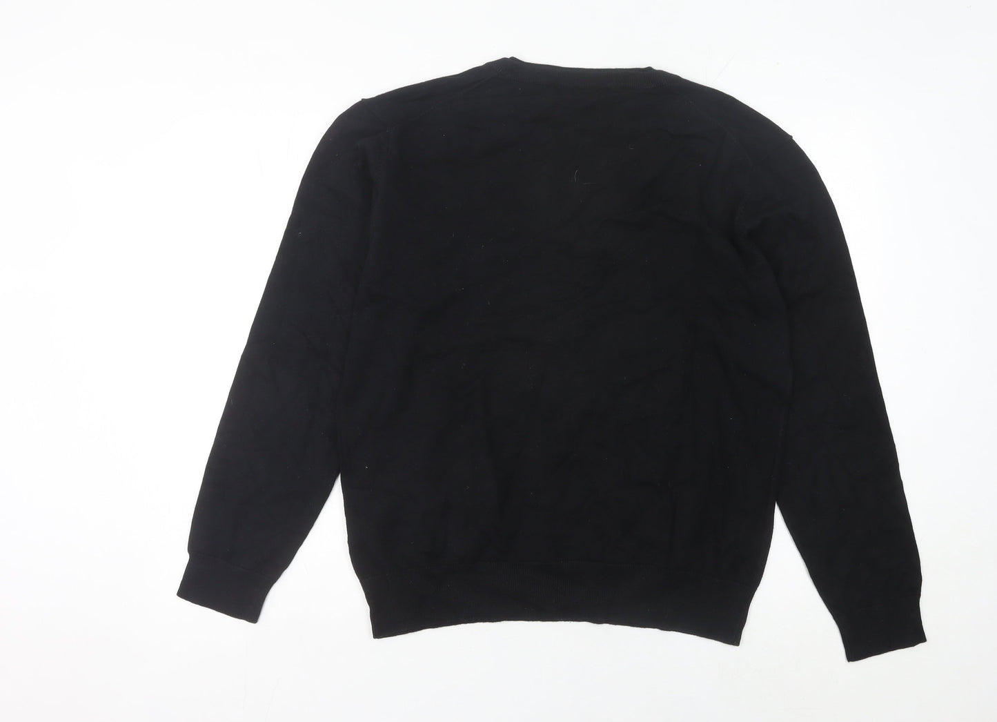 French Connection Men’s Black L V-Neck Cotton Blend Jumper