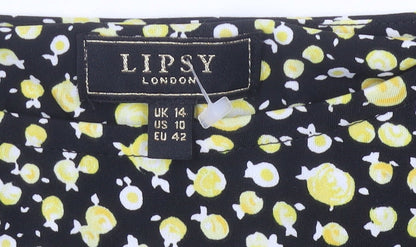 Lipsy Women’s Multicoloured Floral A-Line Midi Dress Size 14