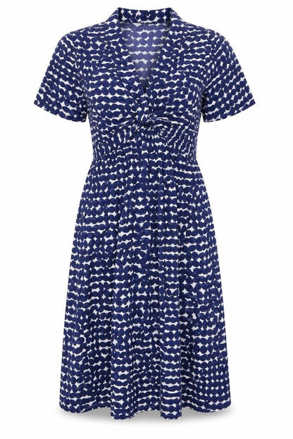 Marks and Spencer Women’s Blue Geometric A-Line Knee Length Dress UK 8