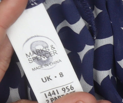Marks and Spencer Women’s Blue Geometric A-Line Knee Length Dress UK 8
