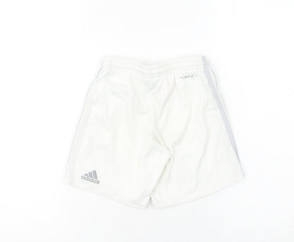 Adidas Boys White Manchester United Athletic Football Shorts 7-8Y
