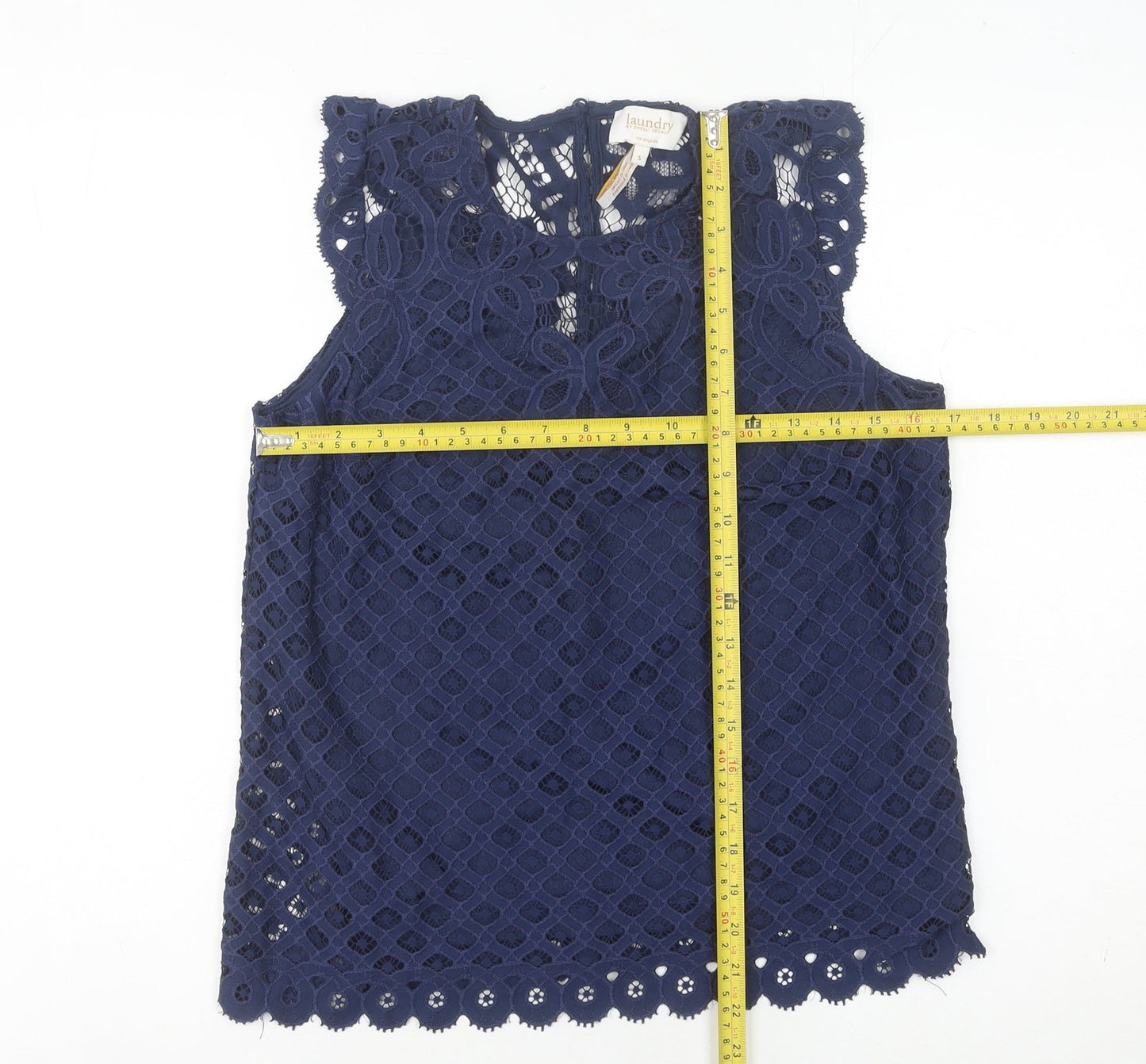 Laundry by Shelli Segal Women’s Blue Lace Sleeveless Camisole Blouse S