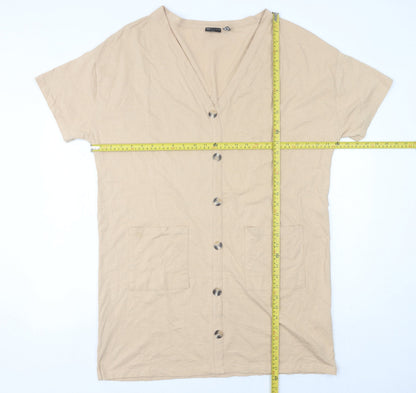 ASOS DESIGN Women’s Beige Cotton Knee Length Shirt Dress Size 16