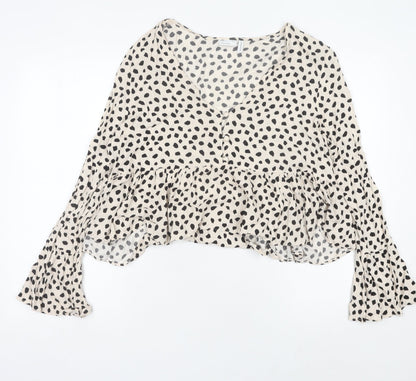Womens UK Size 16 ASOS DESIGN Beige Cropped Blouse