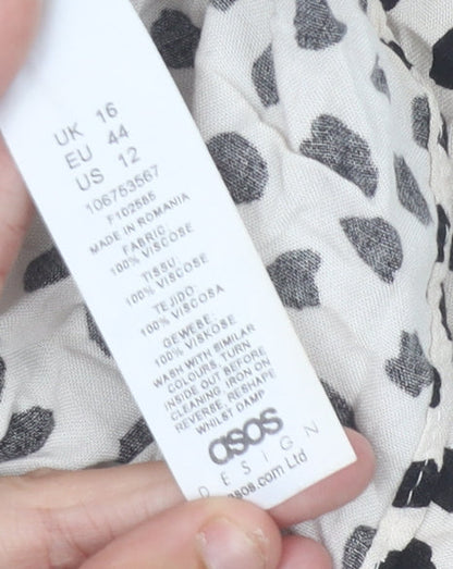 Womens UK Size 16 ASOS DESIGN Beige Cropped Blouse