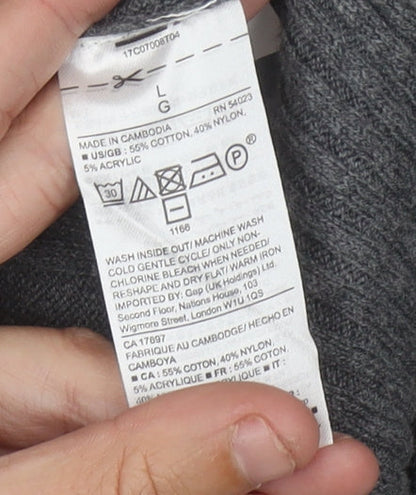 Gap Women’s Grey Long Sleeve Knit Cardigan Size L Cotton Blend