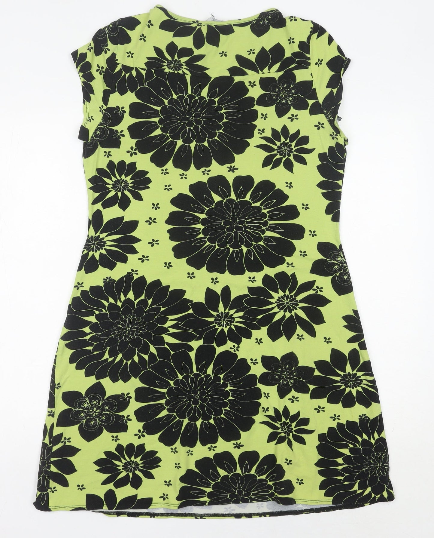 Dorothy Perkins Women's Green Floral Shift Dress Size 14 Knee Length