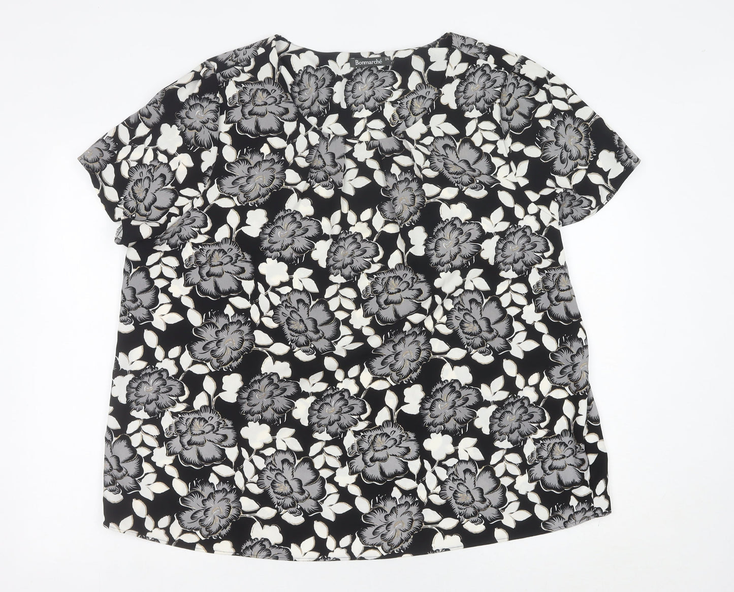 Bonmarché Womens Plus Size 24 Floral Short Sleeve Blouse