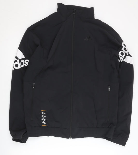 Adidas Men's Black M Track Jacket Full Zip Sports Mid-Length