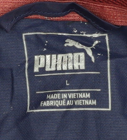 Puma Men’s Blue L Windbreaker Jacket Hooded Reflective Sports