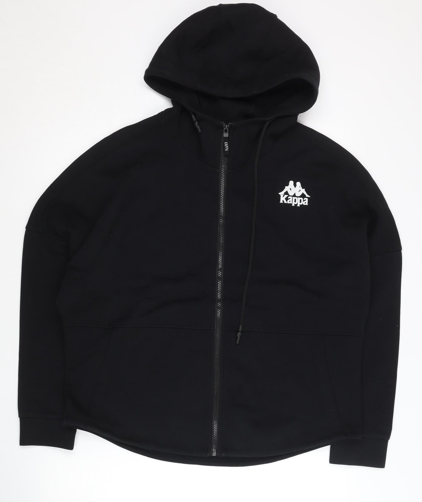 Kappa Women's Black Full Zip Hoodie UK 16 Sports Logo Autumn Winter
