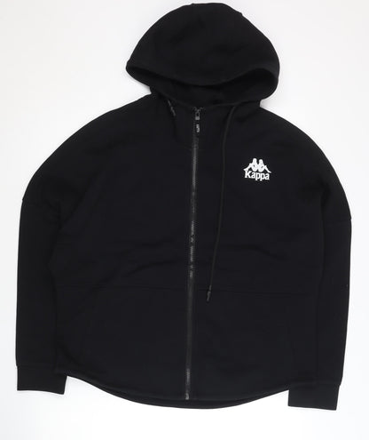 Kappa Women's Black Full Zip Hoodie UK 16 Sports Logo Autumn Winter