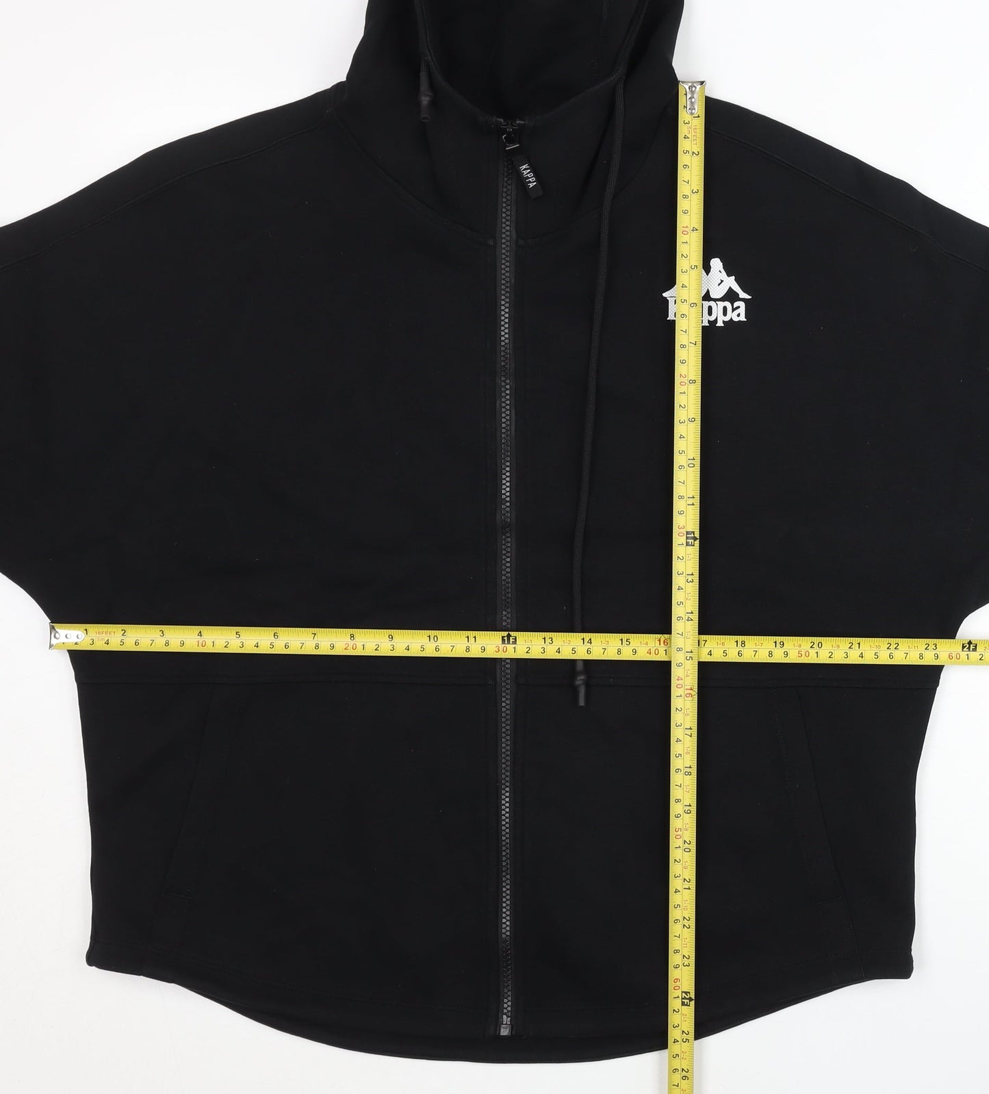 Kappa Women's Black Full Zip Hoodie UK 16 Sports Logo Autumn Winter