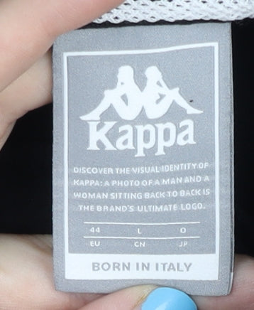 Kappa Women's Black Full Zip Hoodie UK 16 Sports Logo Autumn Winter