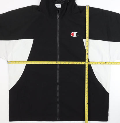 Champion Mens Black 2XL Windbreaker Jacket Hooded Polyester Sports