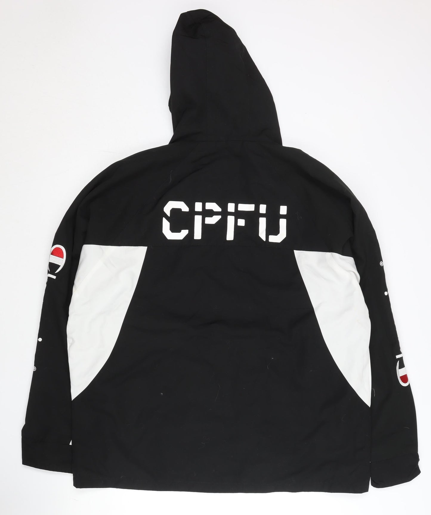 Champion Mens Black 2XL Windbreaker Jacket Hooded Polyester Sports