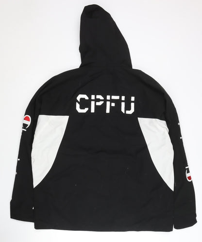 Champion Mens Black 2XL Windbreaker Jacket Hooded Polyester Sports