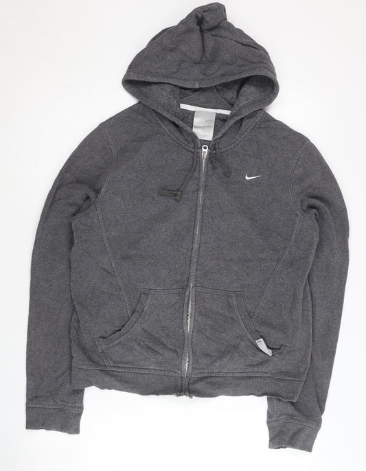 Nike Womens Grey Full Zip Hoodie L Long Sleeve Hooded Sportswear