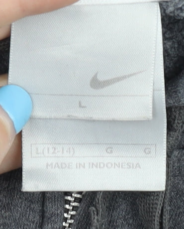 Nike Womens Grey Full Zip Hoodie L Long Sleeve Hooded Sportswear