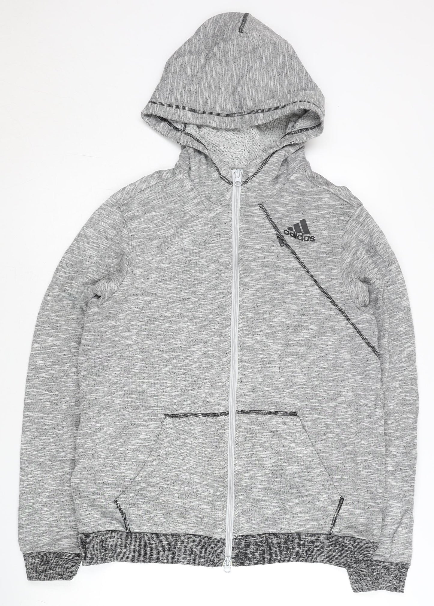 Mens UK Size L adidas Grey Full Zip Hoodie