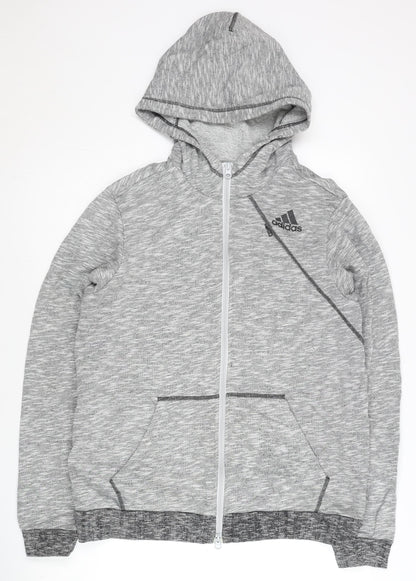 Mens UK Size L adidas Grey Full Zip Hoodie