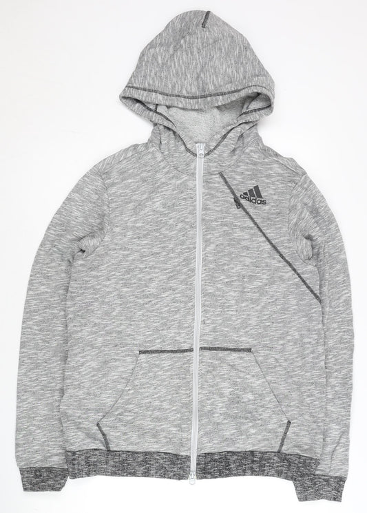 Mens UK Size L adidas Grey Full Zip Hoodie