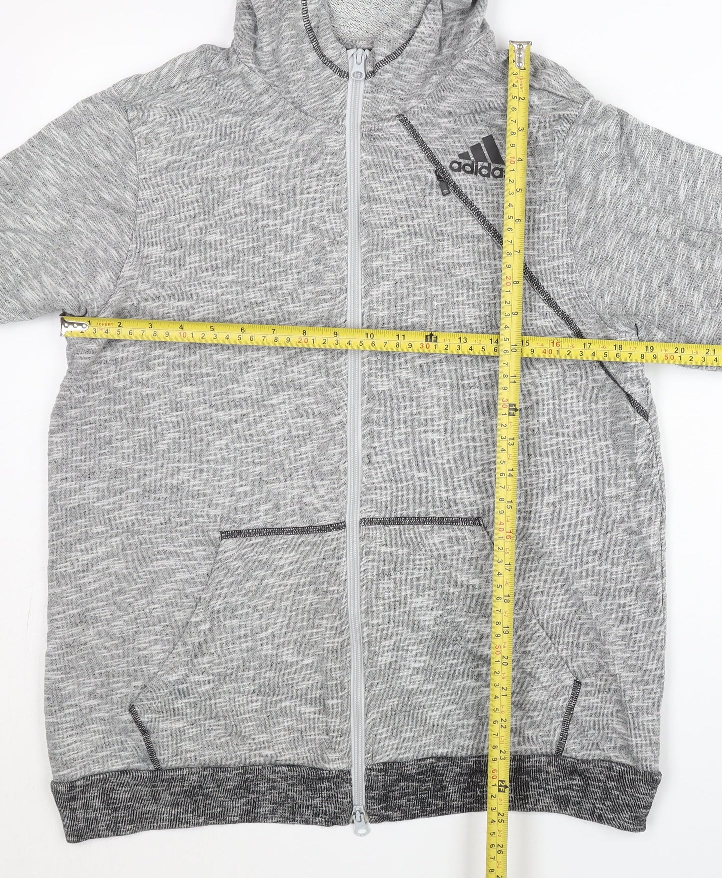 Mens UK Size L adidas Grey Full Zip Hoodie