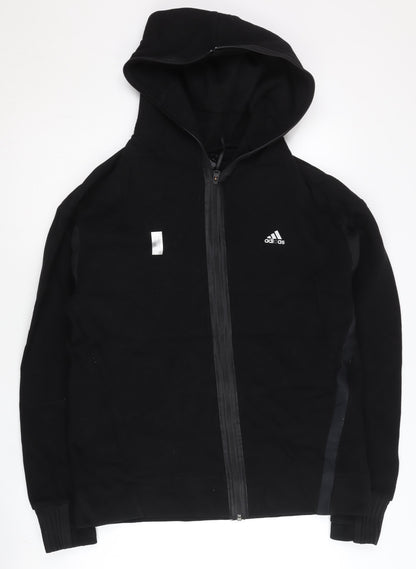 Adidas Men's Black Full Zip Hoodie L Regular Fit Knit Sportswear