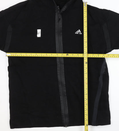 Adidas Men's Black Full Zip Hoodie L Regular Fit Knit Sportswear