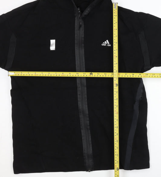 Adidas Men's Black Full Zip Hoodie L Regular Fit Knit Sportswear