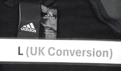 Adidas Men's Black Full Zip Hoodie L Regular Fit Knit Sportswear