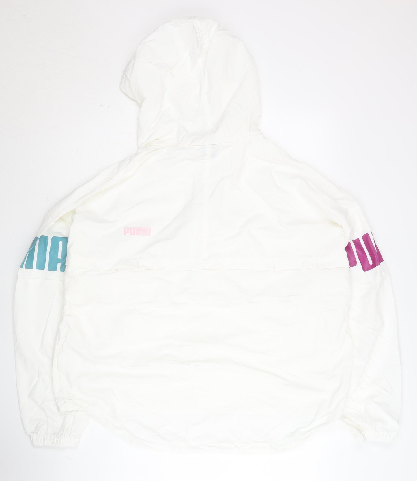 Puma Women’s White XL Windbreaker Hooded 1/2 Zip Lightweight Jacket