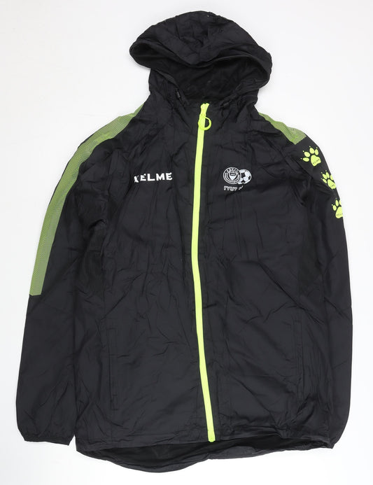 Kelme Men’s Black XL Football Windbreaker Jacket Hooded Full Zip