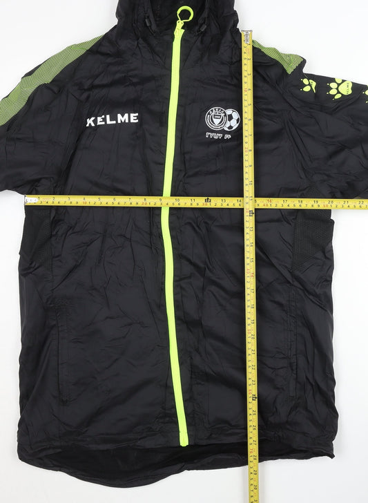 Kelme Men’s Black XL Football Windbreaker Jacket Hooded Full Zip