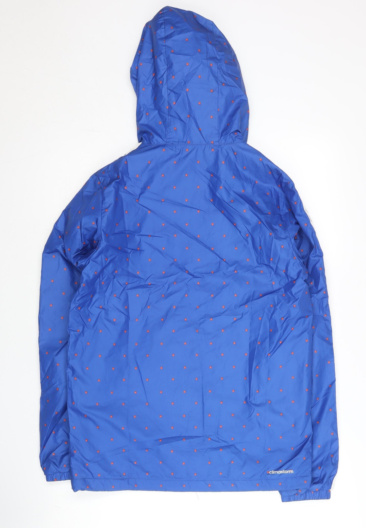 Adidas Men’s Blue XS Windbreaker Jacket Hooded Polka Dot Sports Coat