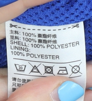 Adidas Men’s Blue XS Windbreaker Jacket Hooded Polka Dot Sports Coat