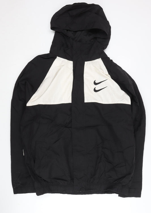 Nike Men's Black 2XL Windbreaker Jacket Colourblock Hooded Sports