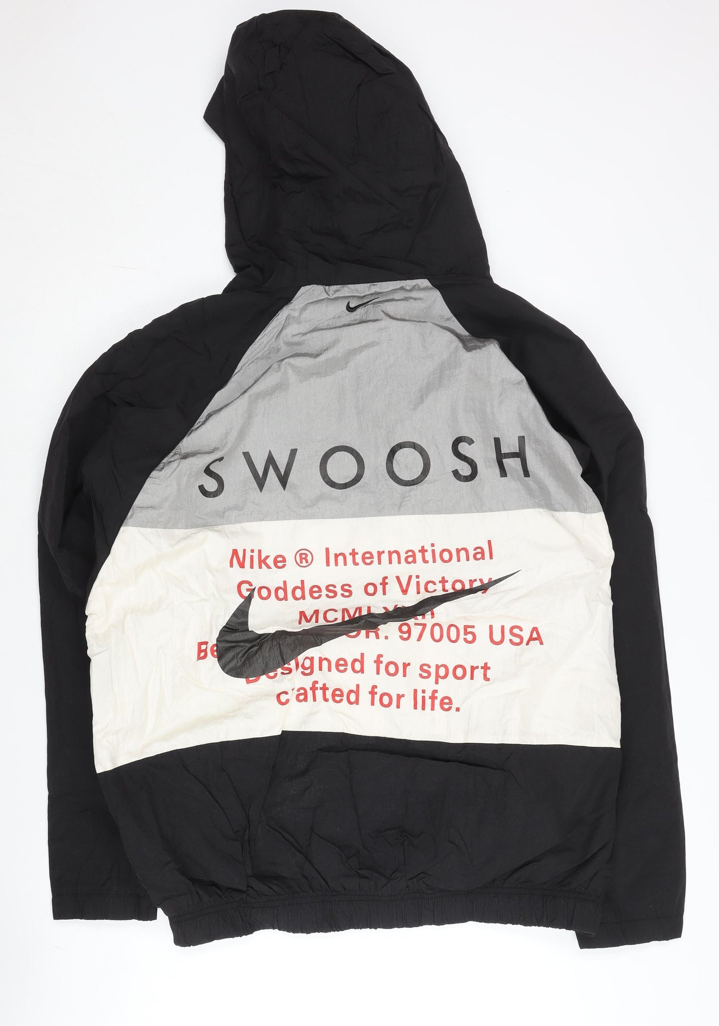 Nike Men's Black 2XL Windbreaker Jacket Colourblock Hooded Sports