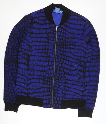 Adidas Women's Blue XS Varsity Jacket Animal Print Full Zip