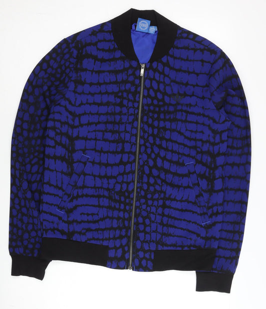 Adidas Women's Blue XS Varsity Jacket Animal Print Full Zip