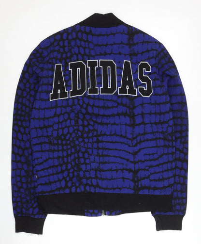 Adidas Women's Blue XS Varsity Jacket Animal Print Full Zip