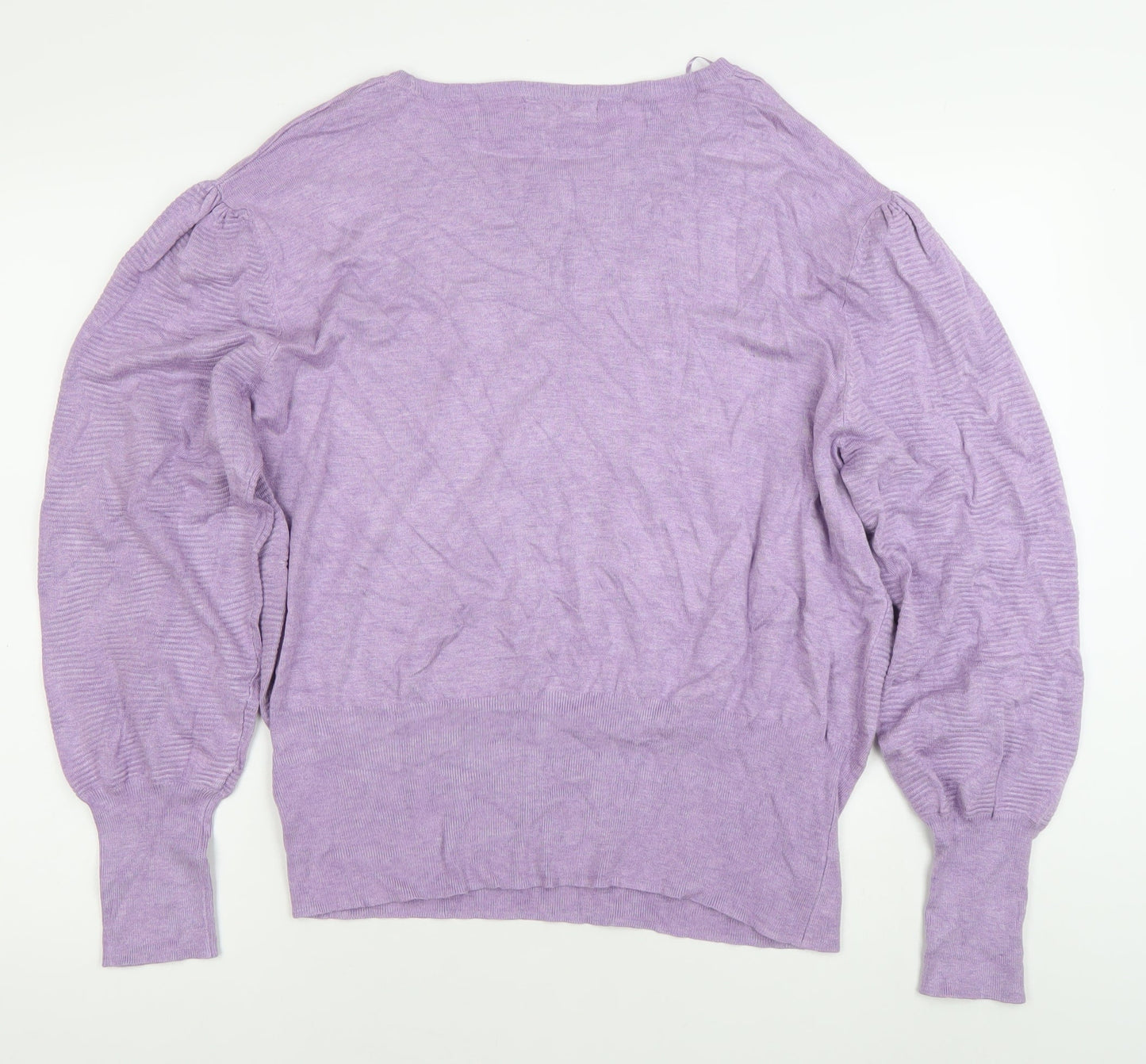 Marks and Spencer Women’s Purple XL Puff Sleeve Crew Neck Jumper