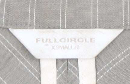 FULLCIRCLE Women’s Grey Pinstripe Cotton Linen XS Slim Fit Blazer