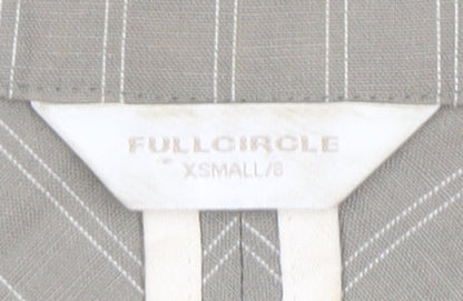 FULLCIRCLE Women’s Grey Pinstripe Cotton Linen XS Slim Fit Blazer