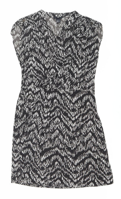 H&M Women’s Black Geometric Strapless Mini Dress UK 10 Summer Party Wear