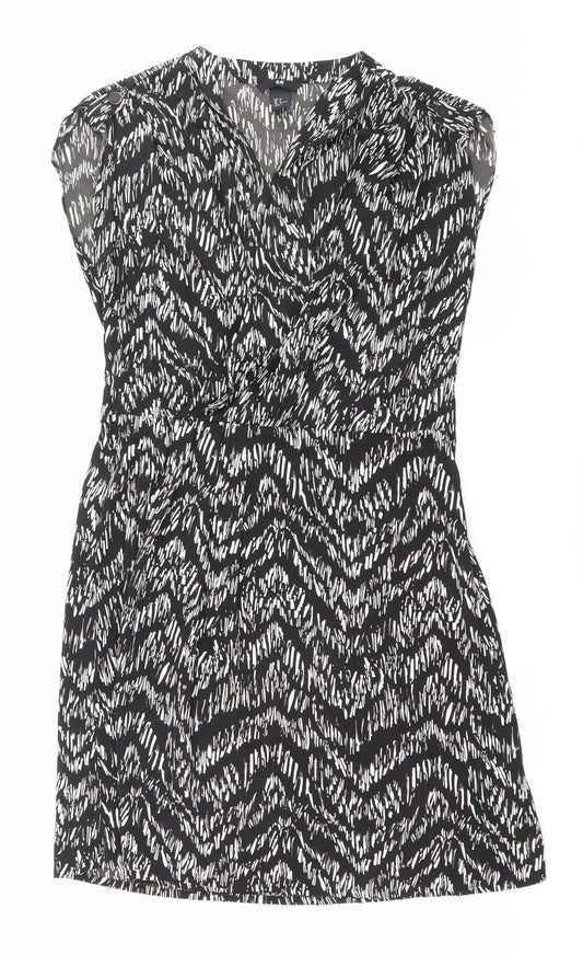 H&M Women’s Black Geometric Strapless Mini Dress UK 10 Summer Party Wear