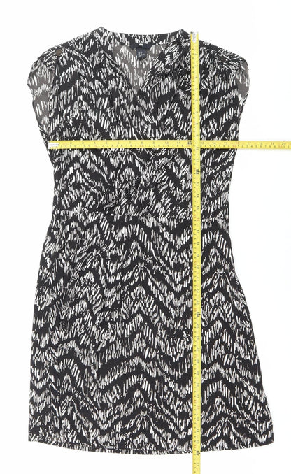 H&M Women’s Black Geometric Strapless Mini Dress UK 10 Summer Party Wear