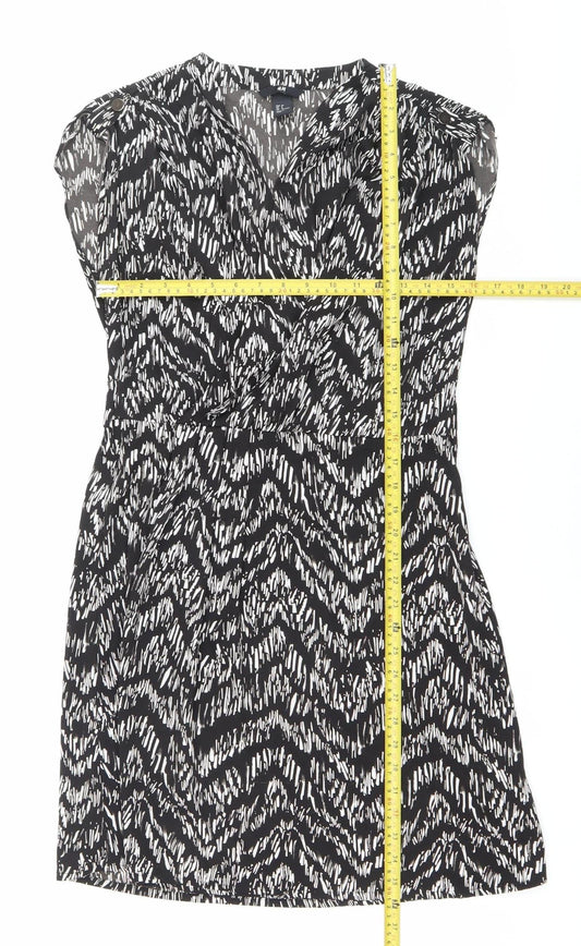 H&M Women’s Black Geometric Strapless Mini Dress UK 10 Summer Party Wear