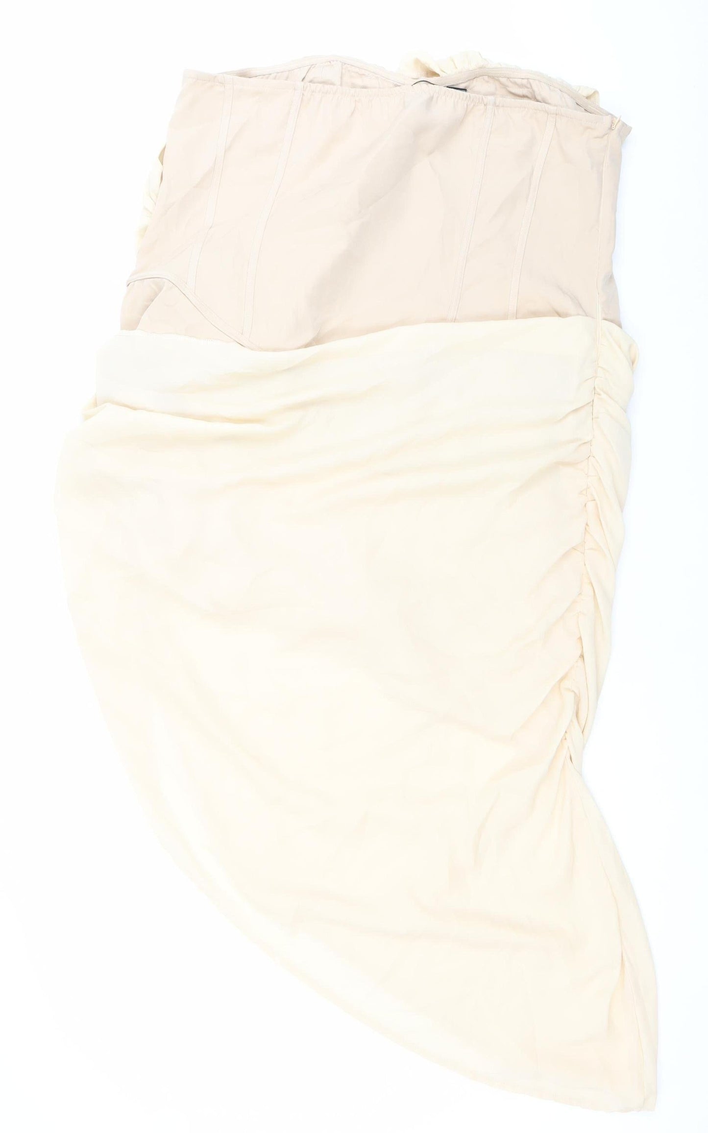 PrettyLittleThing Women’s Beige Hi-Low Maxi Dress Size 24 Strapless